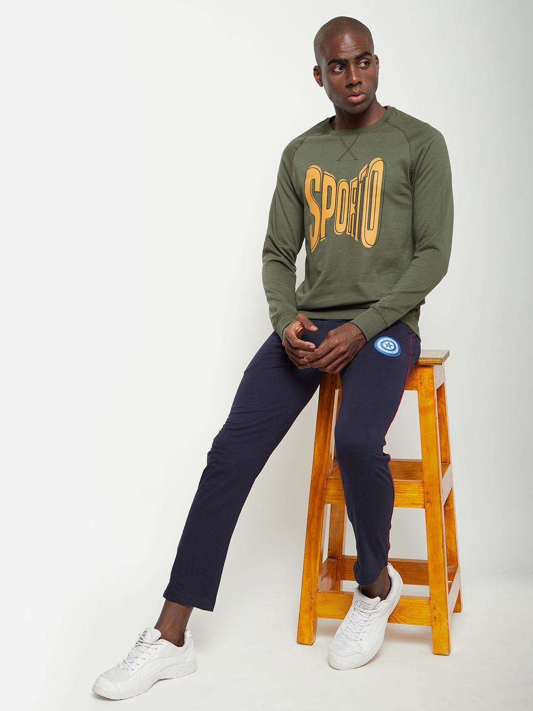 Sporto Crew Neck Printed Sweatshirt - Olive