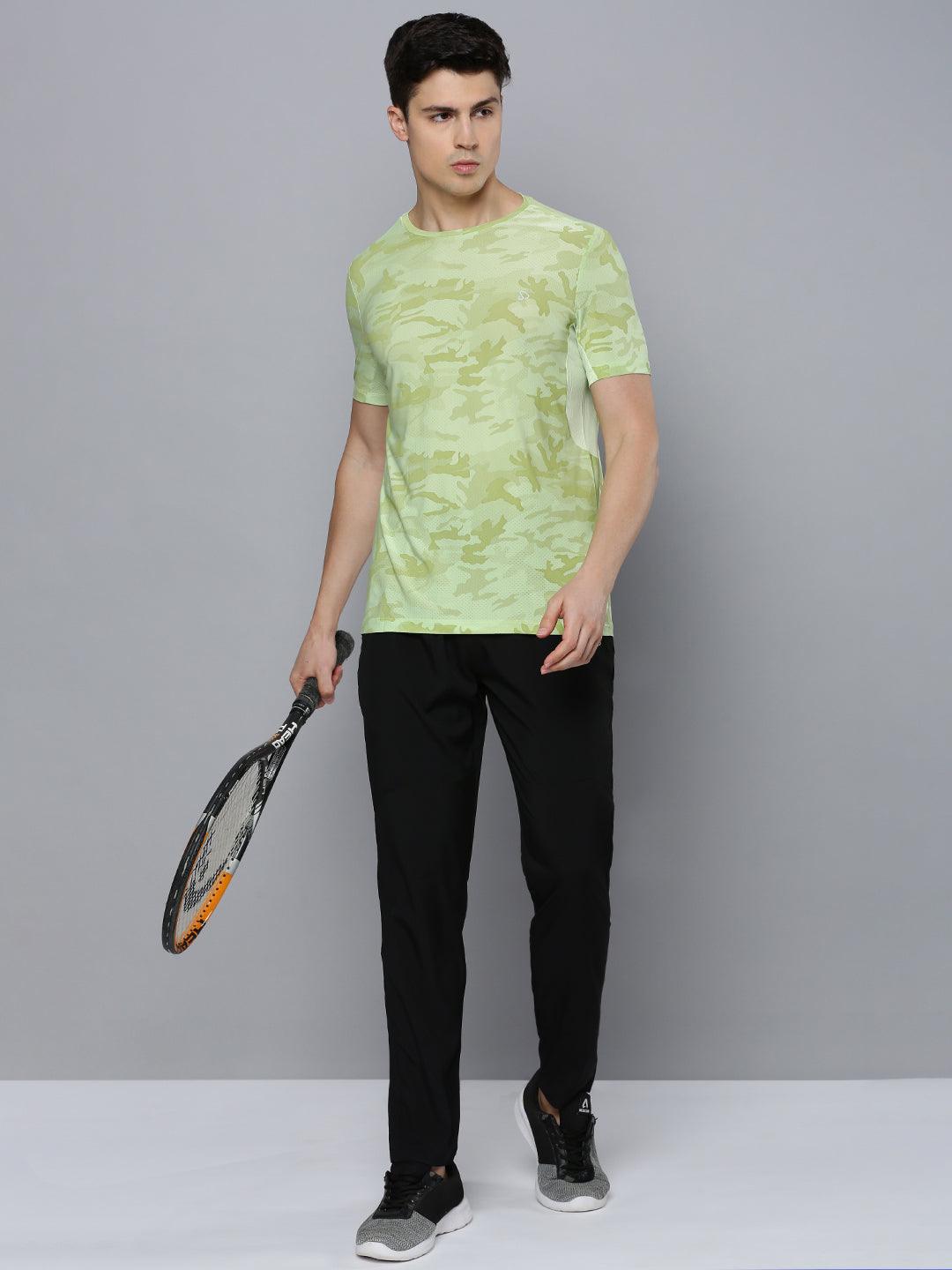 Sporto Men's Insta cool Printed Jersey Tee with Side Mesh - Lemon Green