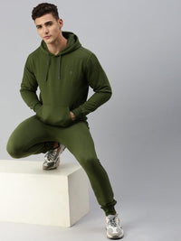 Sporto Men Ultra Fleece Hoodie Sweatshirt and Jogger Coord Set - Olive