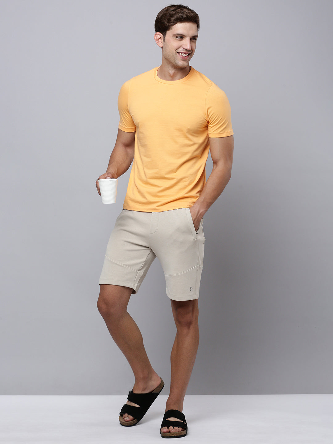 Sporto Men's Fluid Cotton Round Neck T-shirt - Musk Melon