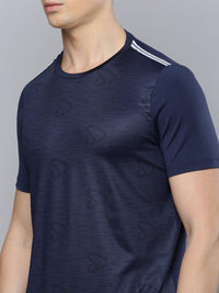 Sporto Men's Insta cool Printed Round Neck Tee - Navy