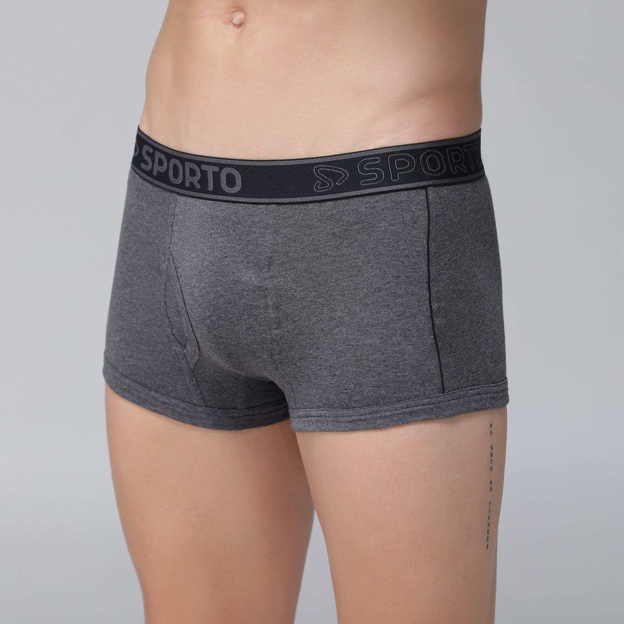 Sporto Men's Cotton Square Trunks - Anthra Melange