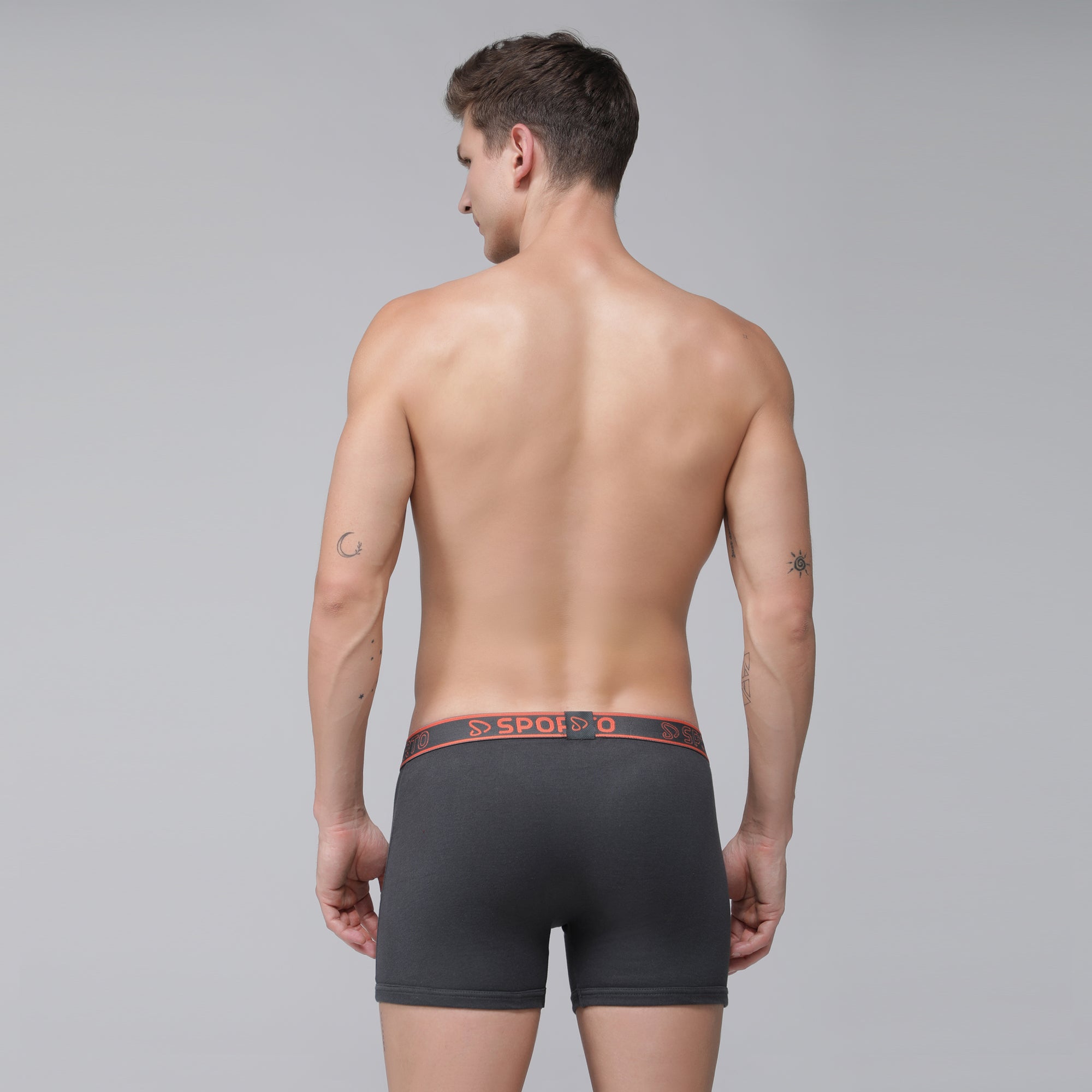 Sporto Men's Cotton Ribbed Long Trunk - Charcoal