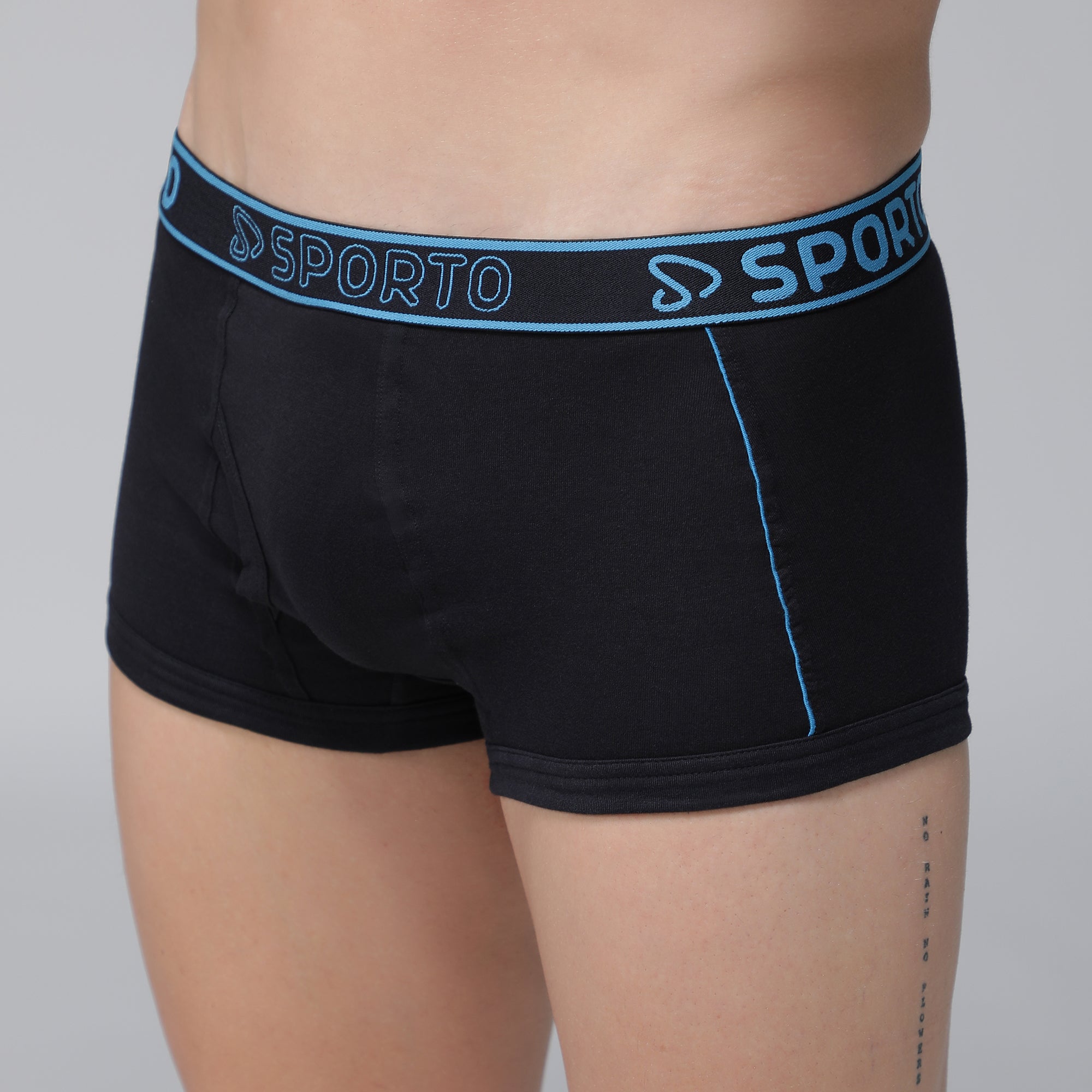 Sporto Men's Cotton Square Trunks - Black