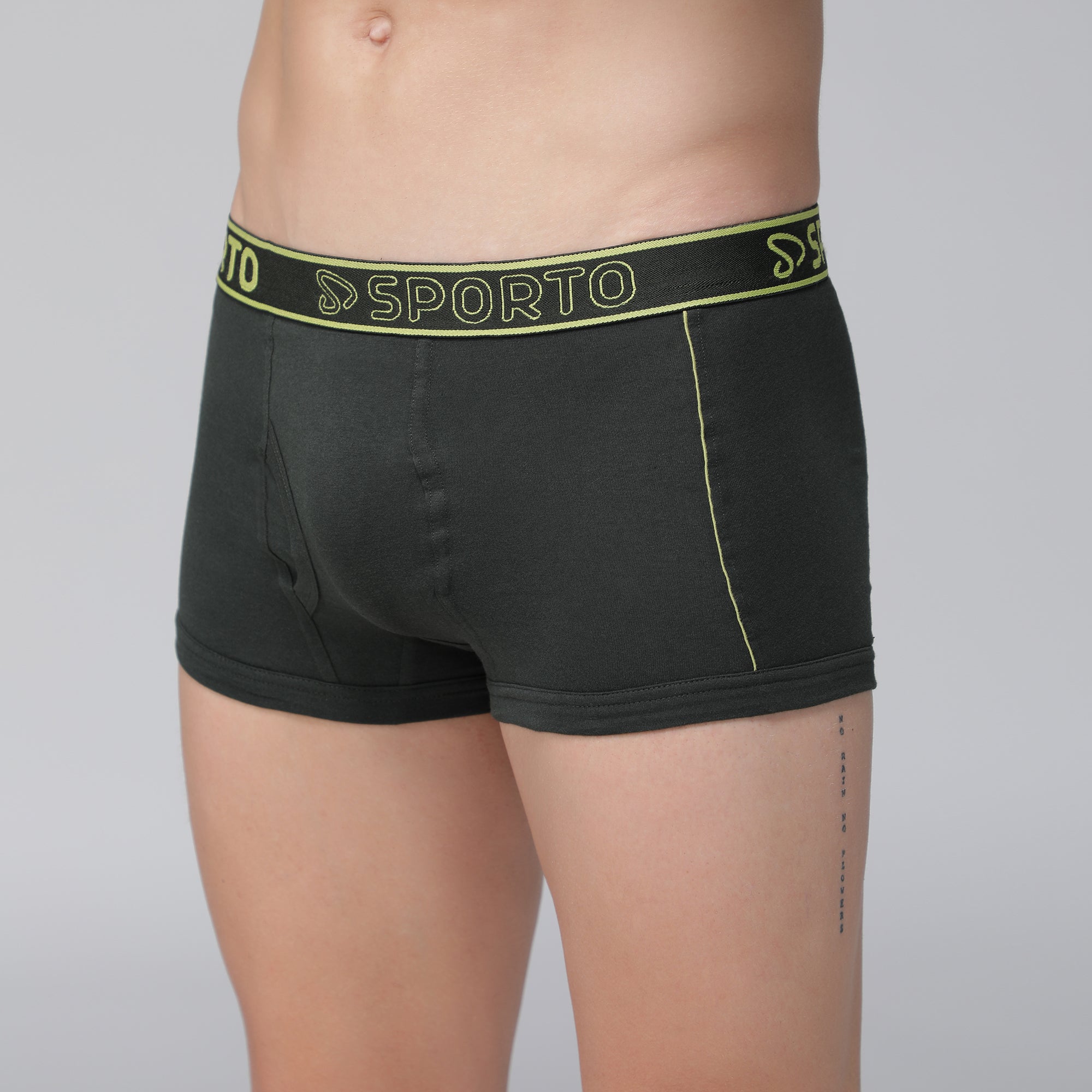 Sporto Men's Cotton Square Trunks - Olive