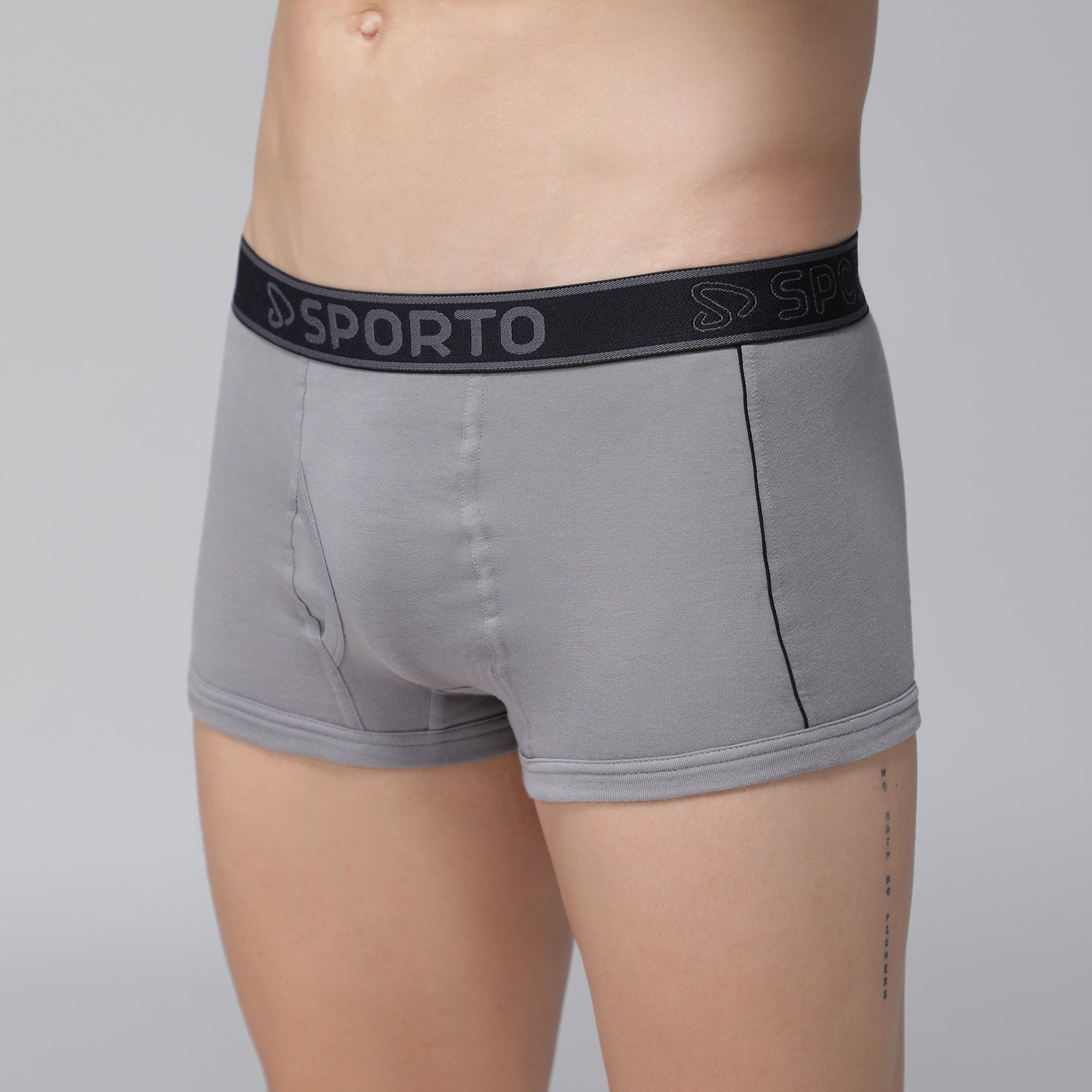 Sporto Men's Cotton Square Trunks - Grey Melange