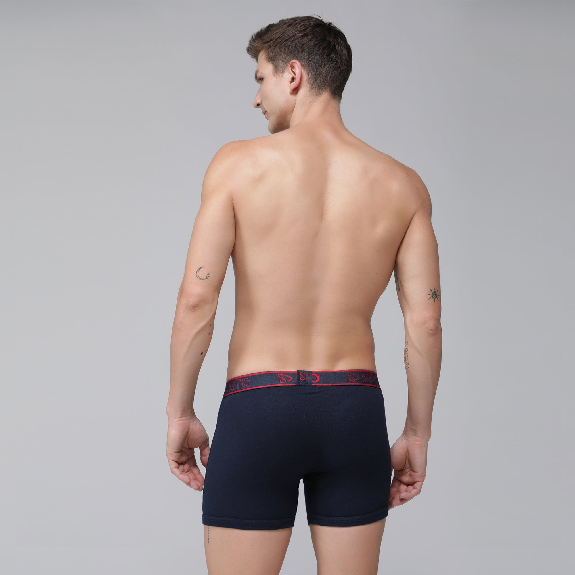 Sporto Men's Cotton Ribbed Long Trunk - Navy