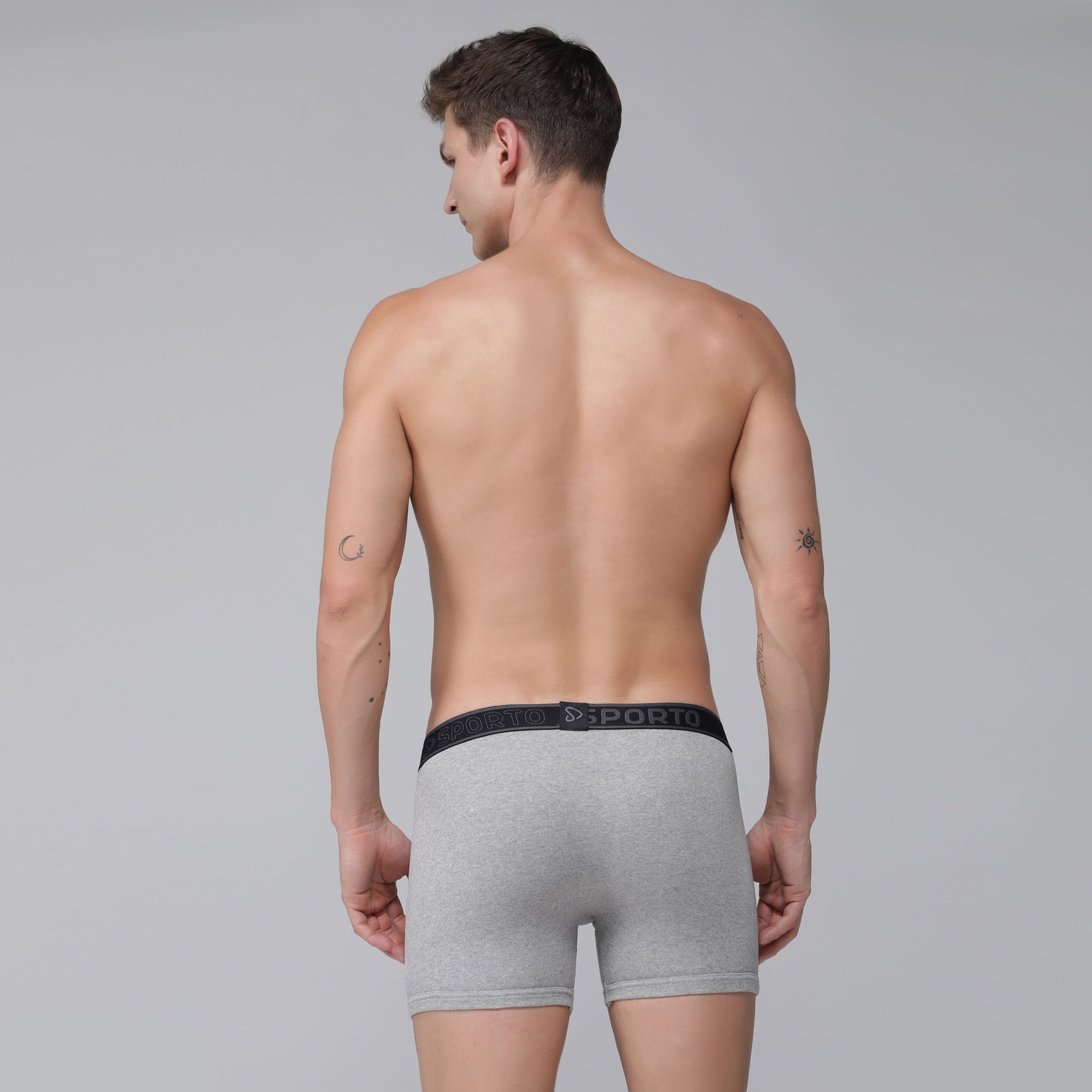 Sporto Men's Cotton Ribbed Long Trunk - Grey Melange