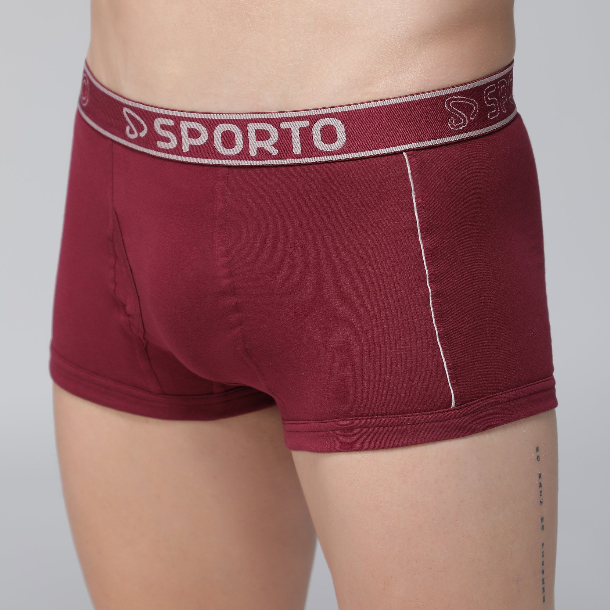 Sporto Men's Cotton Square Trunks - Maroon