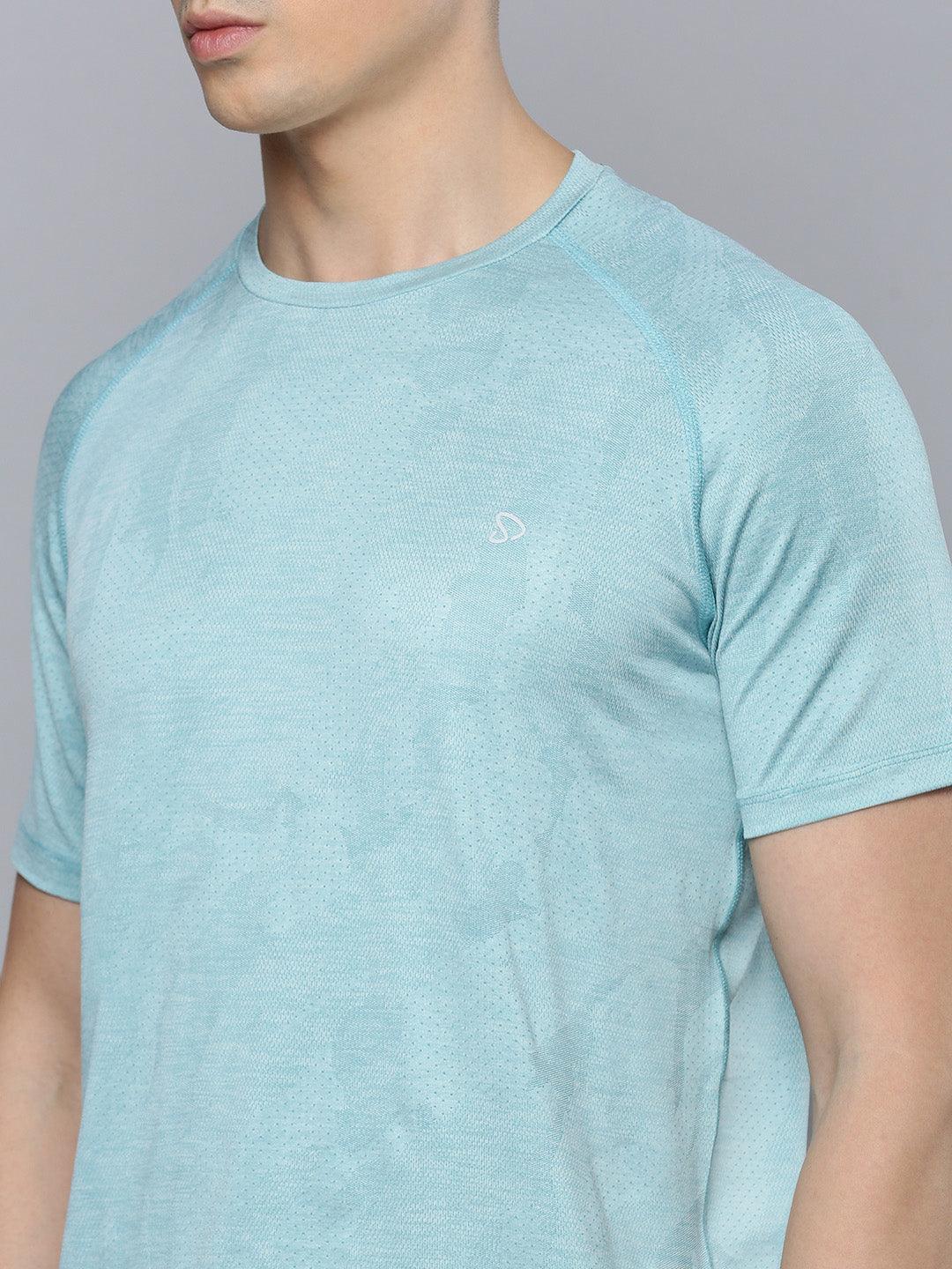 Sporto Men's Insta cool Printed Jersey Round Neck Tee - Mint Green