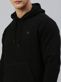 Sporto Ultra Fleece Hooded Sweatshirt for Men with Kangaroo Pocket | Black