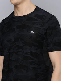 Sporto Men's Insta cool Printed Jersey Tee with Side Mesh - Black