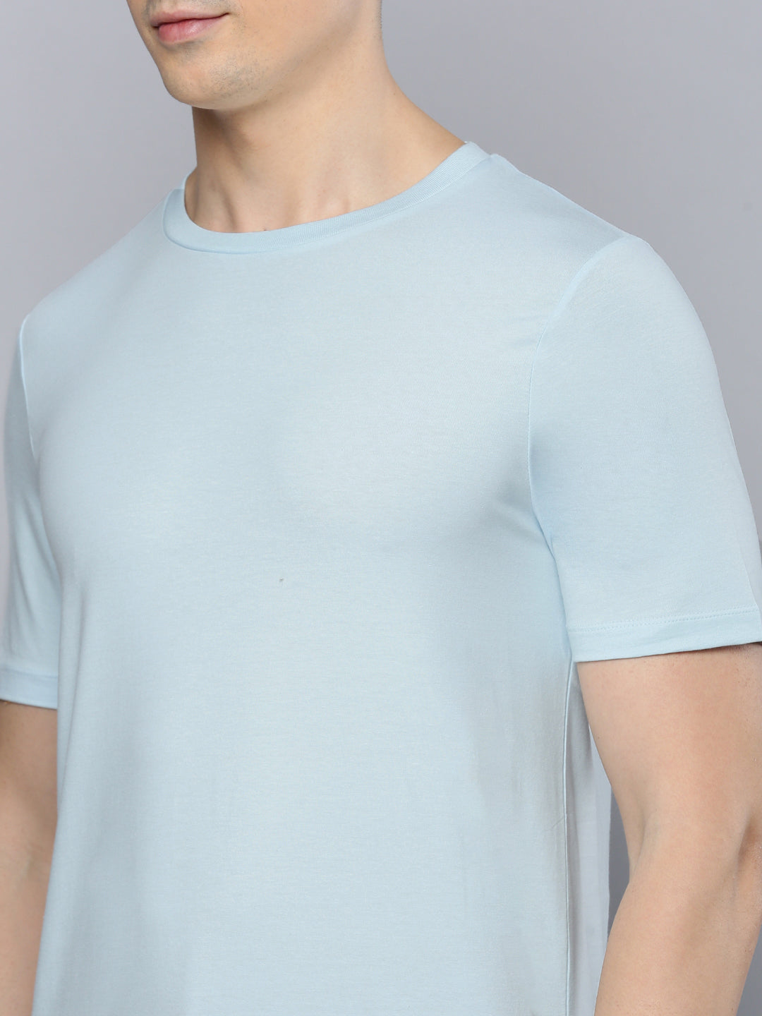 Sporto Men's Fluid Cotton Round Neck T-shirt - Ocean Aqua