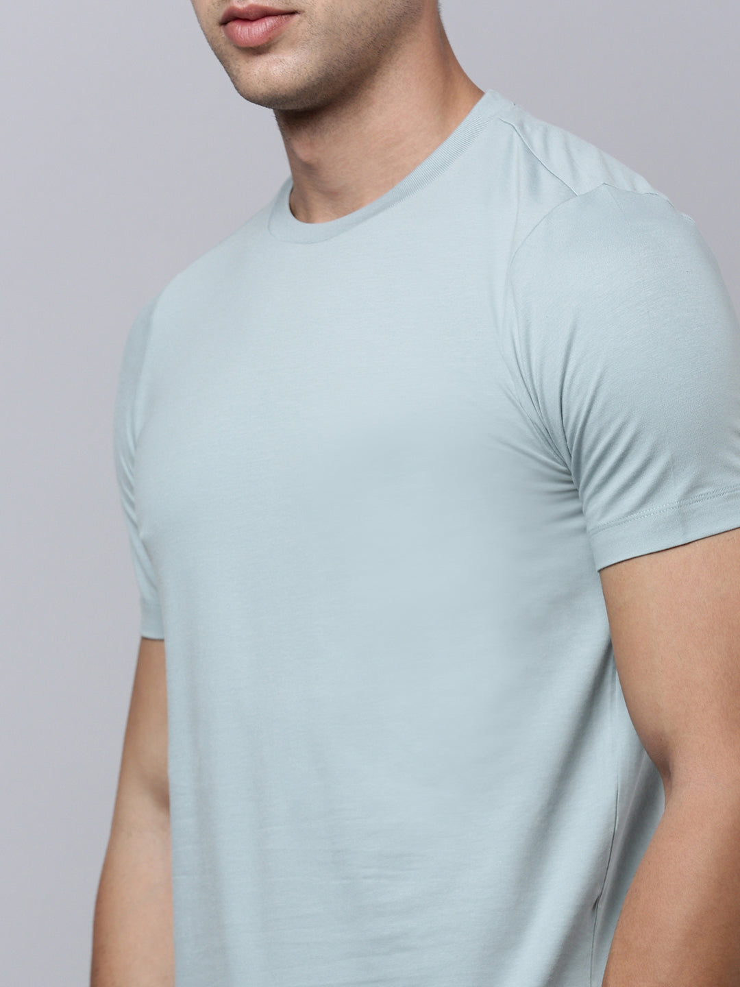 Sporto Men's Fluid Cotton Round Neck T-shirt - Blue Fox