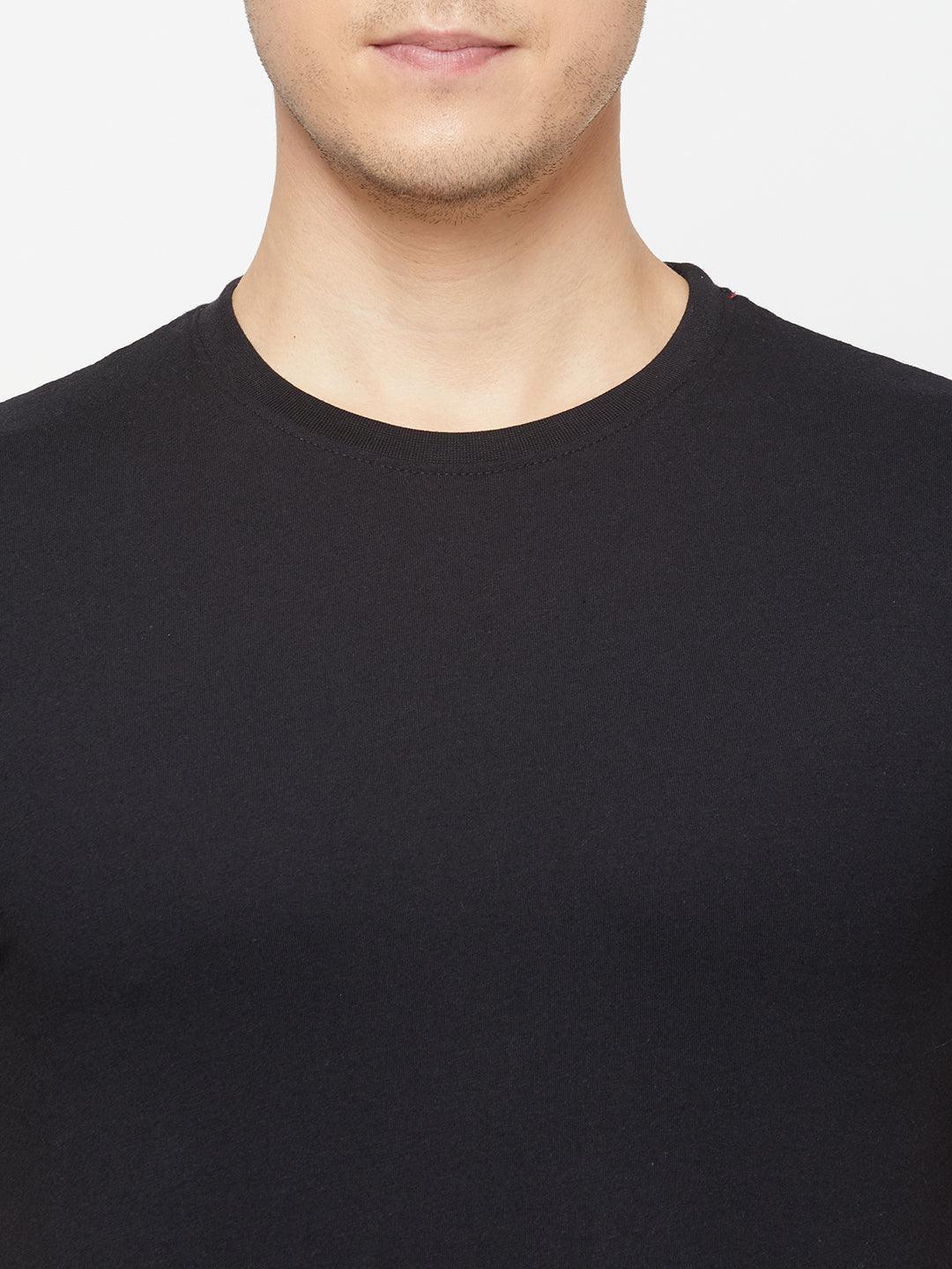 Sporto Men's Round Neck Cotton Tee Pack of - 3 (Black)