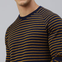 Sporto Ribbed Stripe Sweatshirt for Men -[Yellow-Navy]