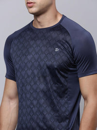 Sporto Men's Instacool Printed Jersey Tee - Navy