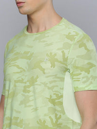 Sporto Men's Insta cool Printed Jersey Tee with Side Mesh - Lemon Green