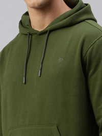 Sporto Ultra Fleece Hooded Sweatshirt for Men with Kangaroo Pocket | Olive