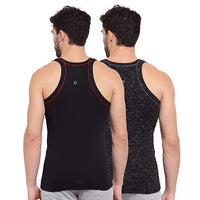 Sporto Men's 100% Cotton Gym Vest with Contrast Piping (Pack of 2)