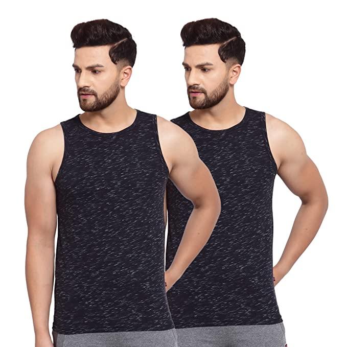 Sporto Men's 100% Cotton Printed Lounge Vest (Pack of 2)