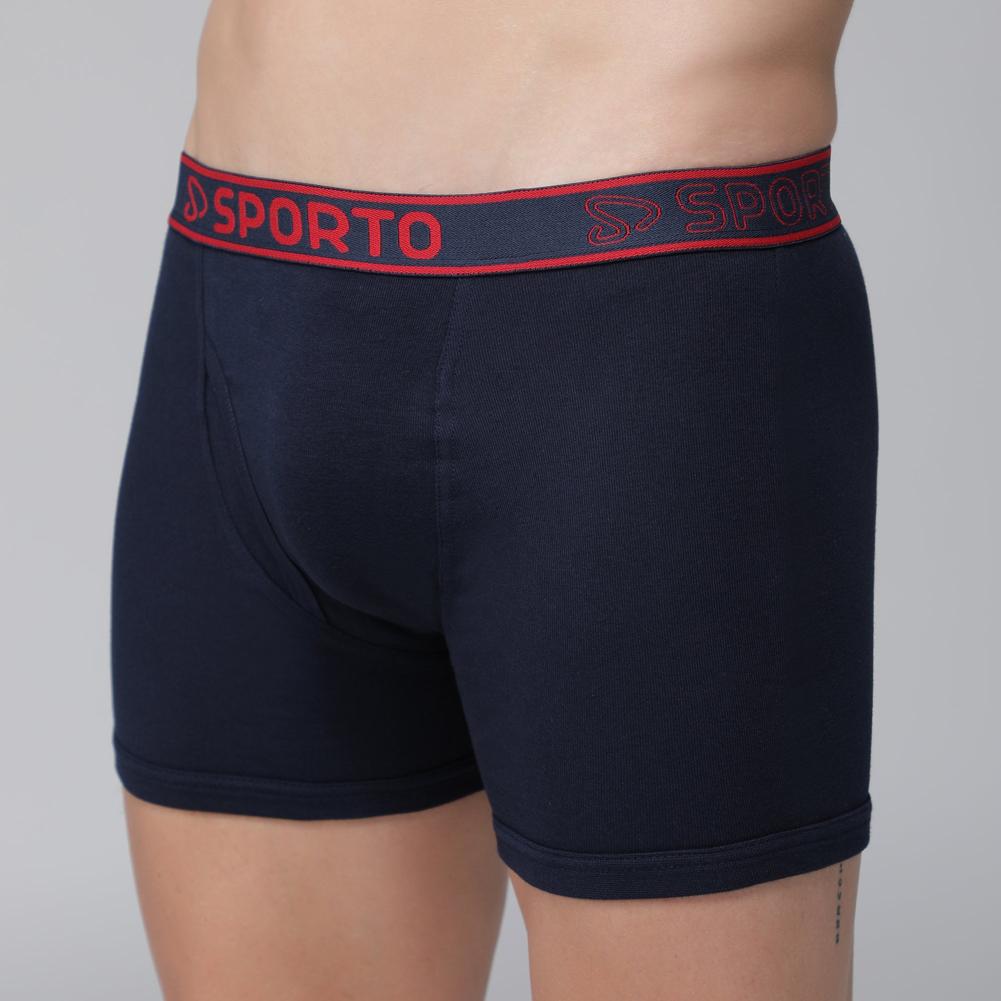 Sporto Men's Cotton Ribbed Long Trunk - Navy