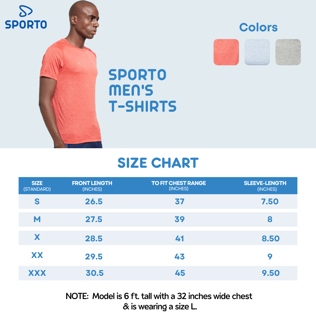 Sporto Men's Athletic Jersey Quick Dry T-Shirt - Blue Melange