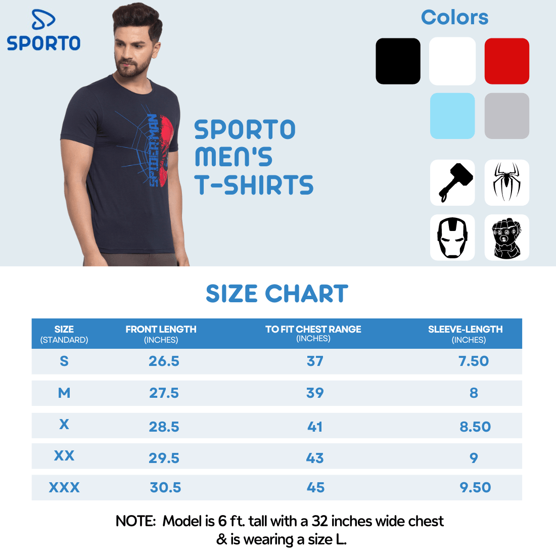 Sporto Men's Iron man Printed T-Shirt - Navy