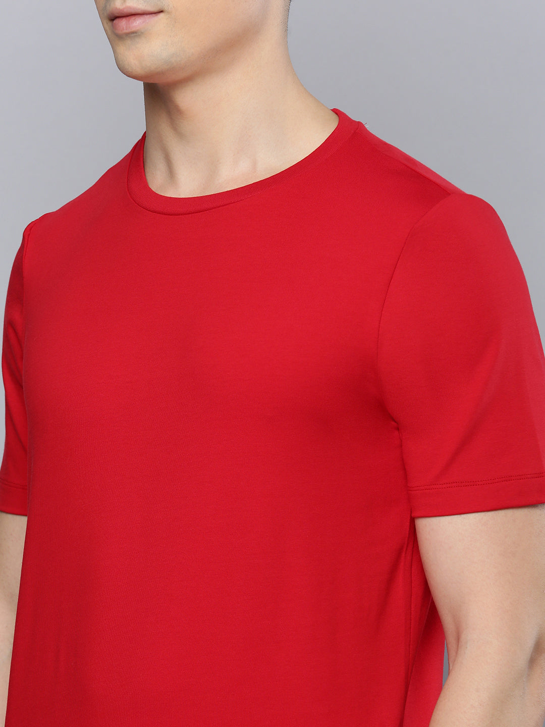 Sporto Men's Fluid Cotton Round Neck T-shirt - Tango Red