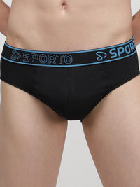 Sporto Men's Solid Cotton Brief (Pack Of 3) - Grey Melange + Anthra Melange + Black