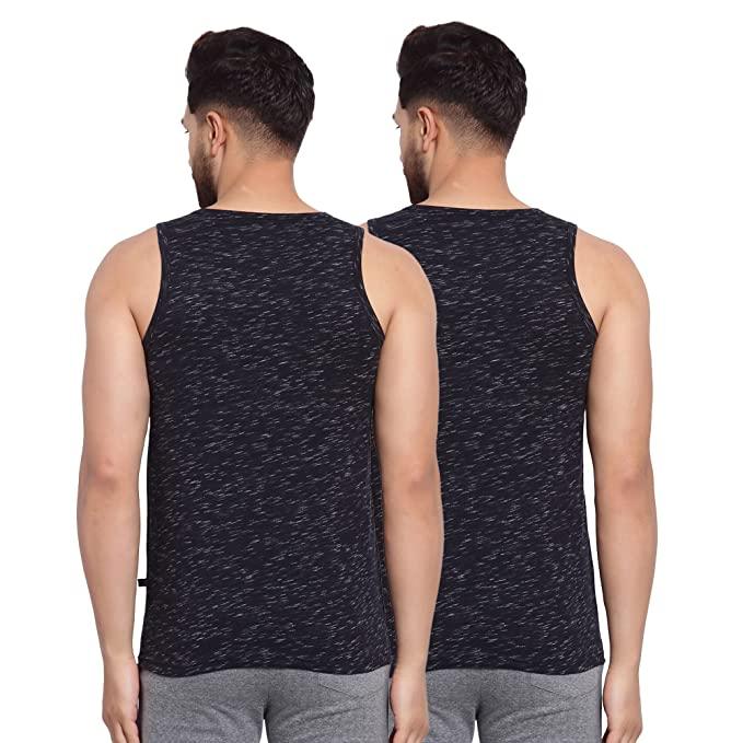 Sporto Men's 100% Cotton Printed Lounge Vest (Pack of 2)