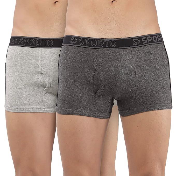 Sporto Men's Solid Spandex Square Trunk (Pack Of 2)