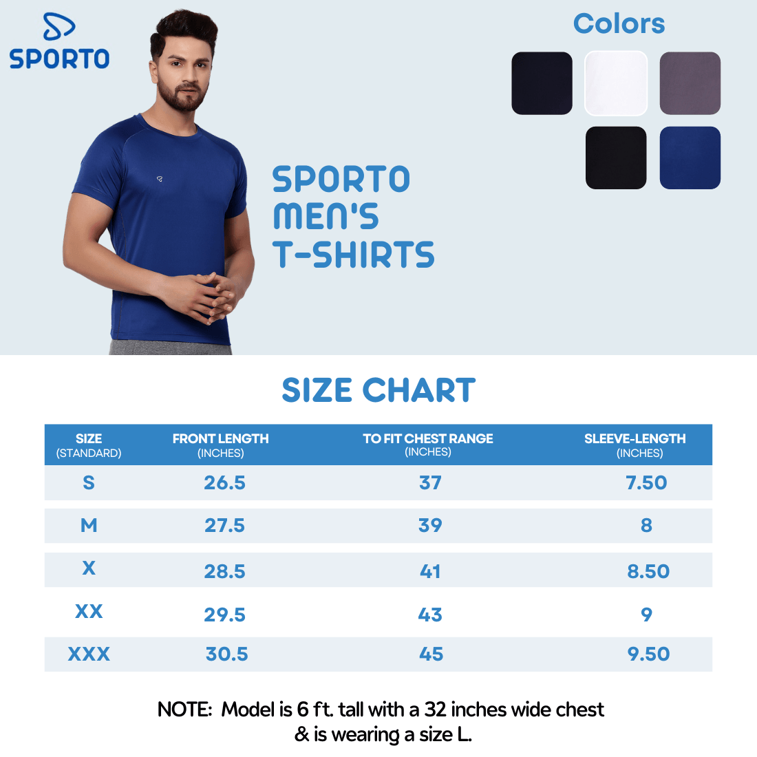 Sporto Men's Athletic Jersey Quick Dry T-Shirt - Royal Blue