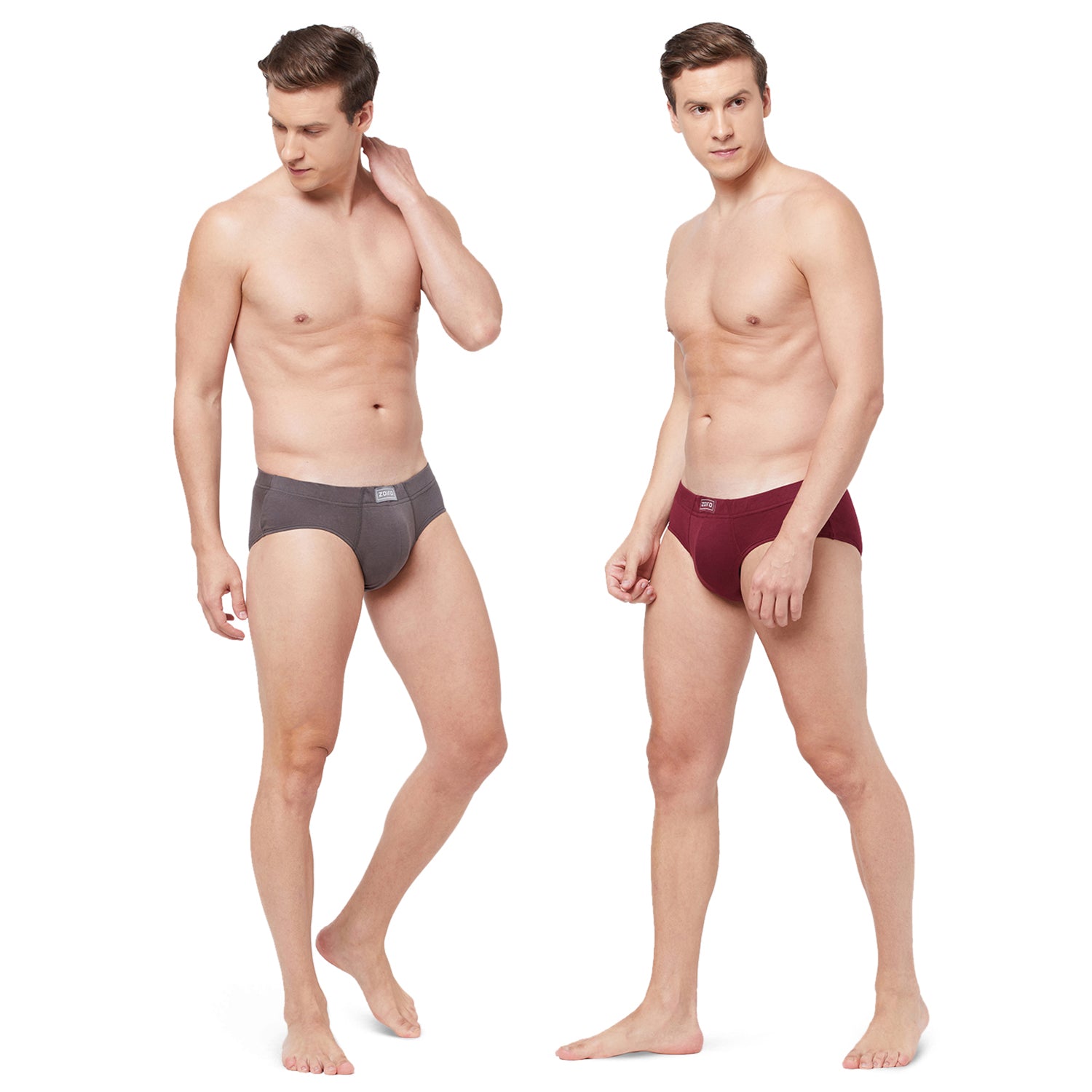 Zoiro Men's Soft Classics Brief (2-Pack) - Smoked Pearl + Burgundy