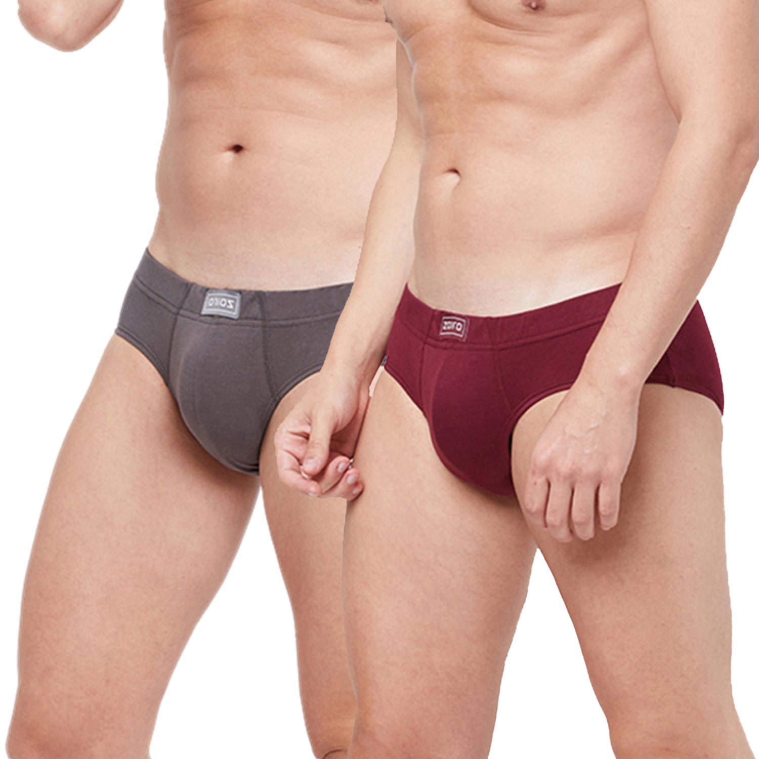 Zoiro Men's Soft Classics Brief (2-Pack) - Smoked Pearl + Burgundy