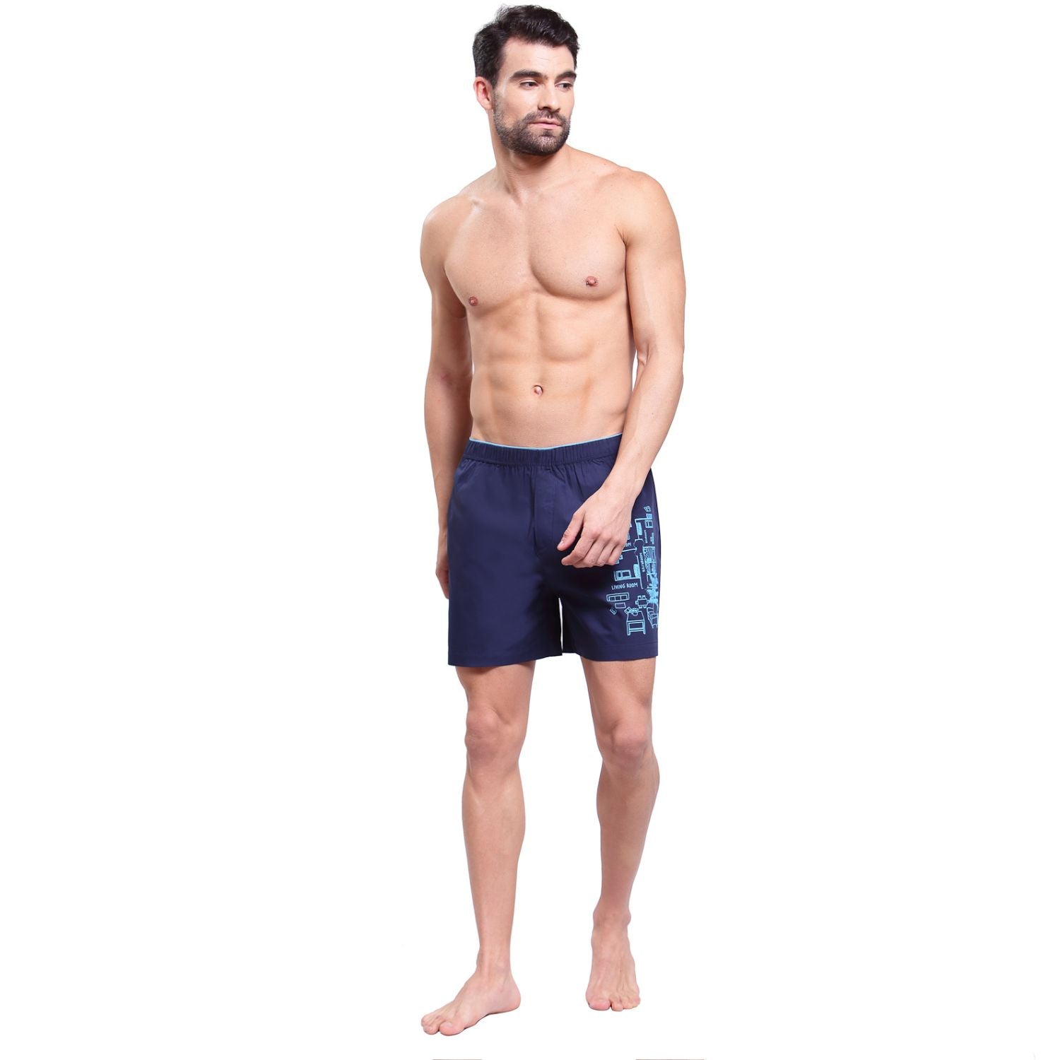 Zoiro Men's Cotton Trends Boxer Navy