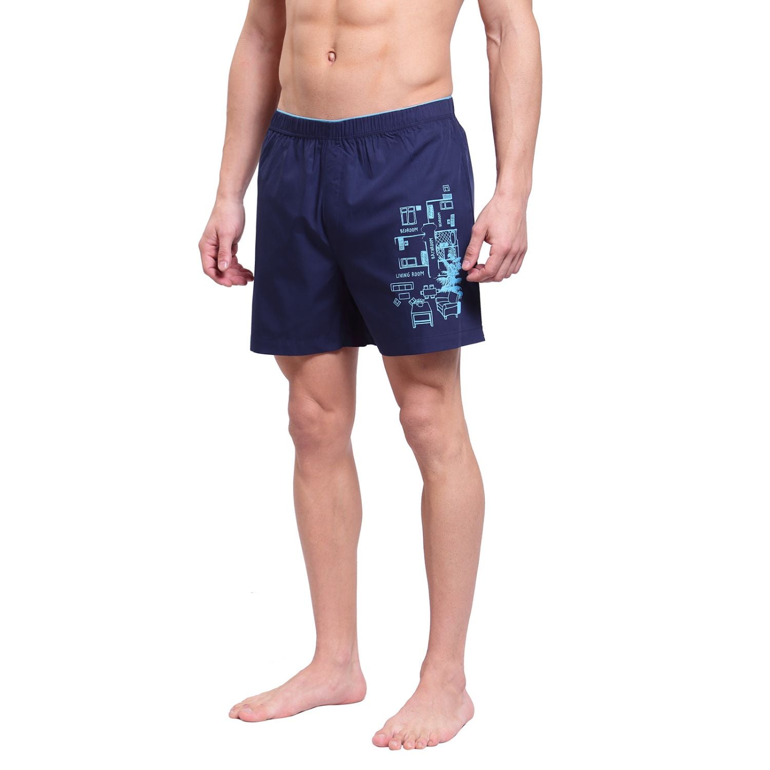 Zoiro Men's Cotton Trends Boxer Navy