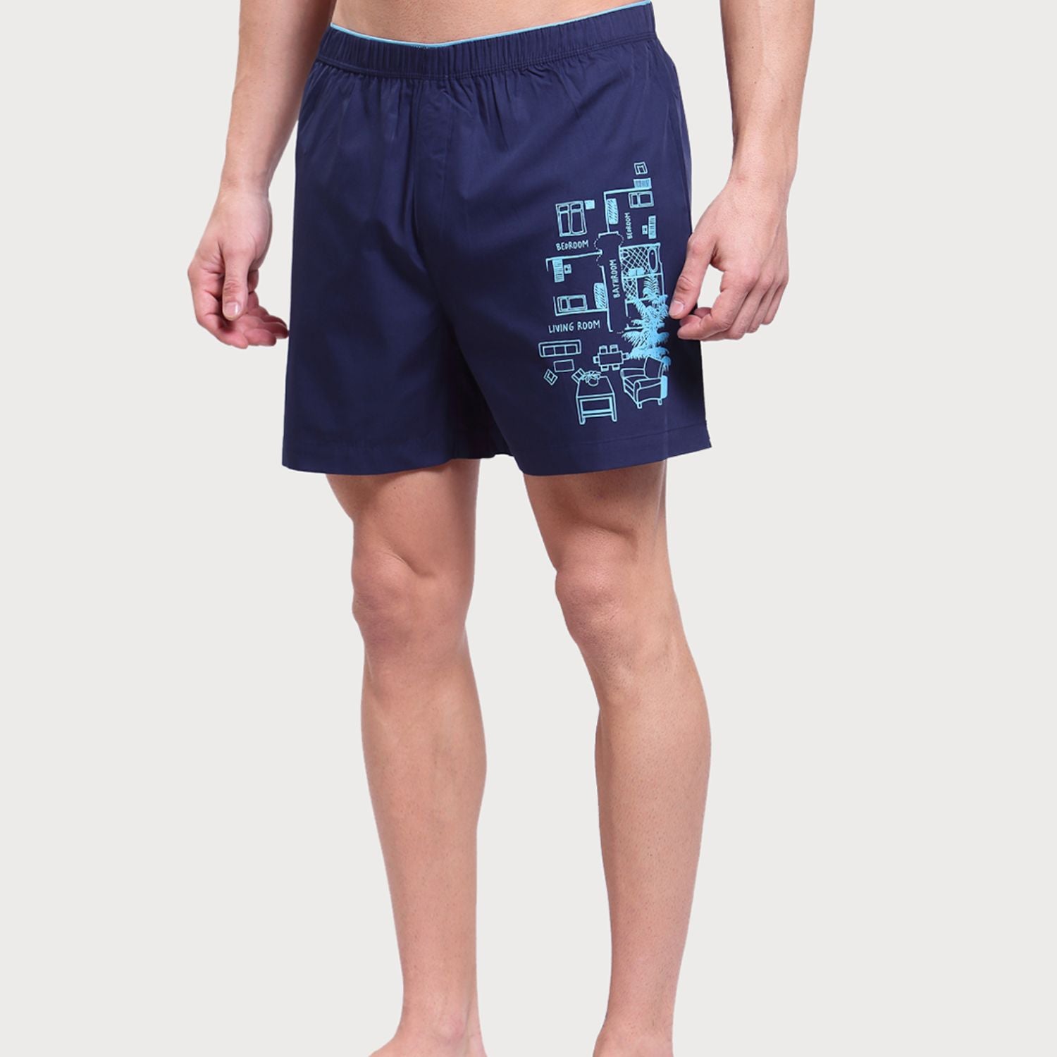 Zoiro Men's Cotton Trends Boxer Navy