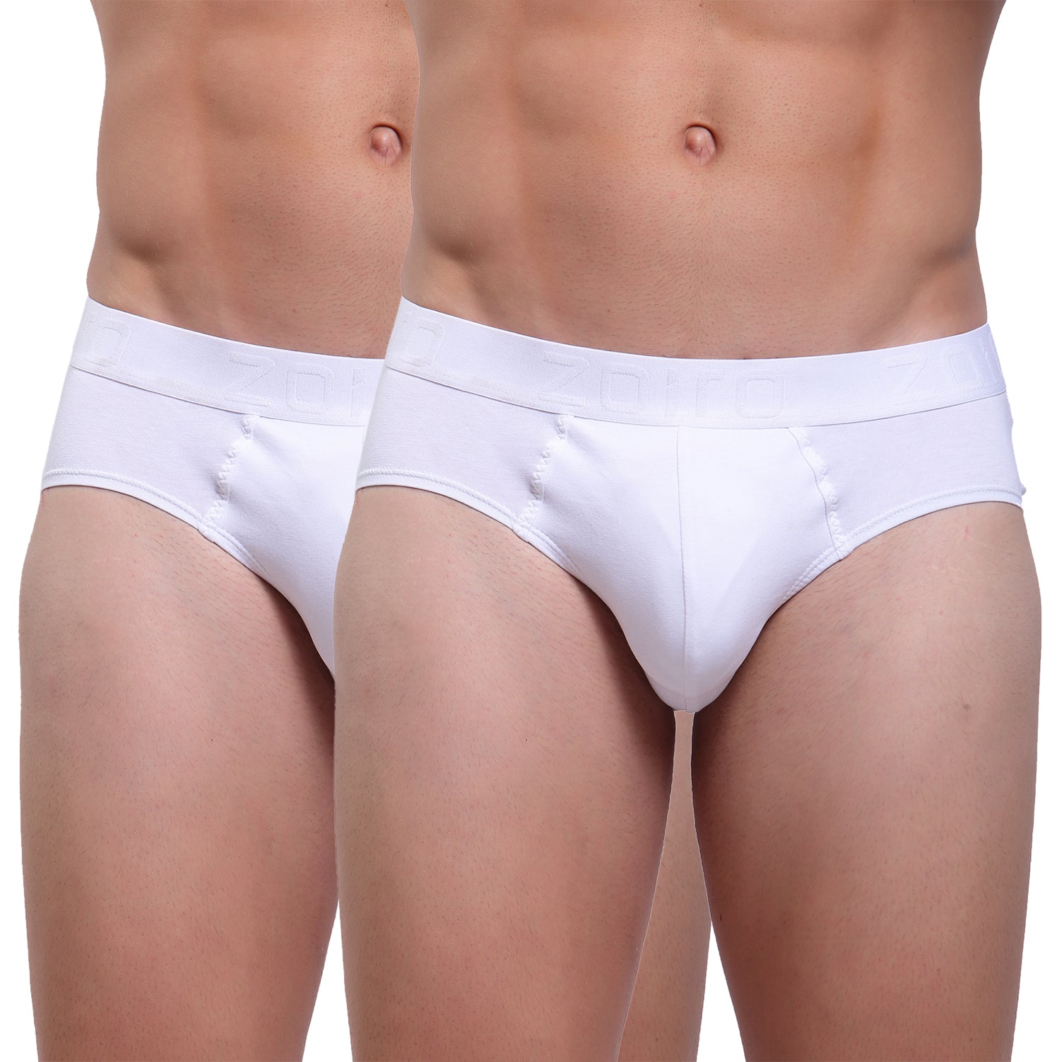 Zoiro Men's Soft Classics Brief (Pack of 2) - White