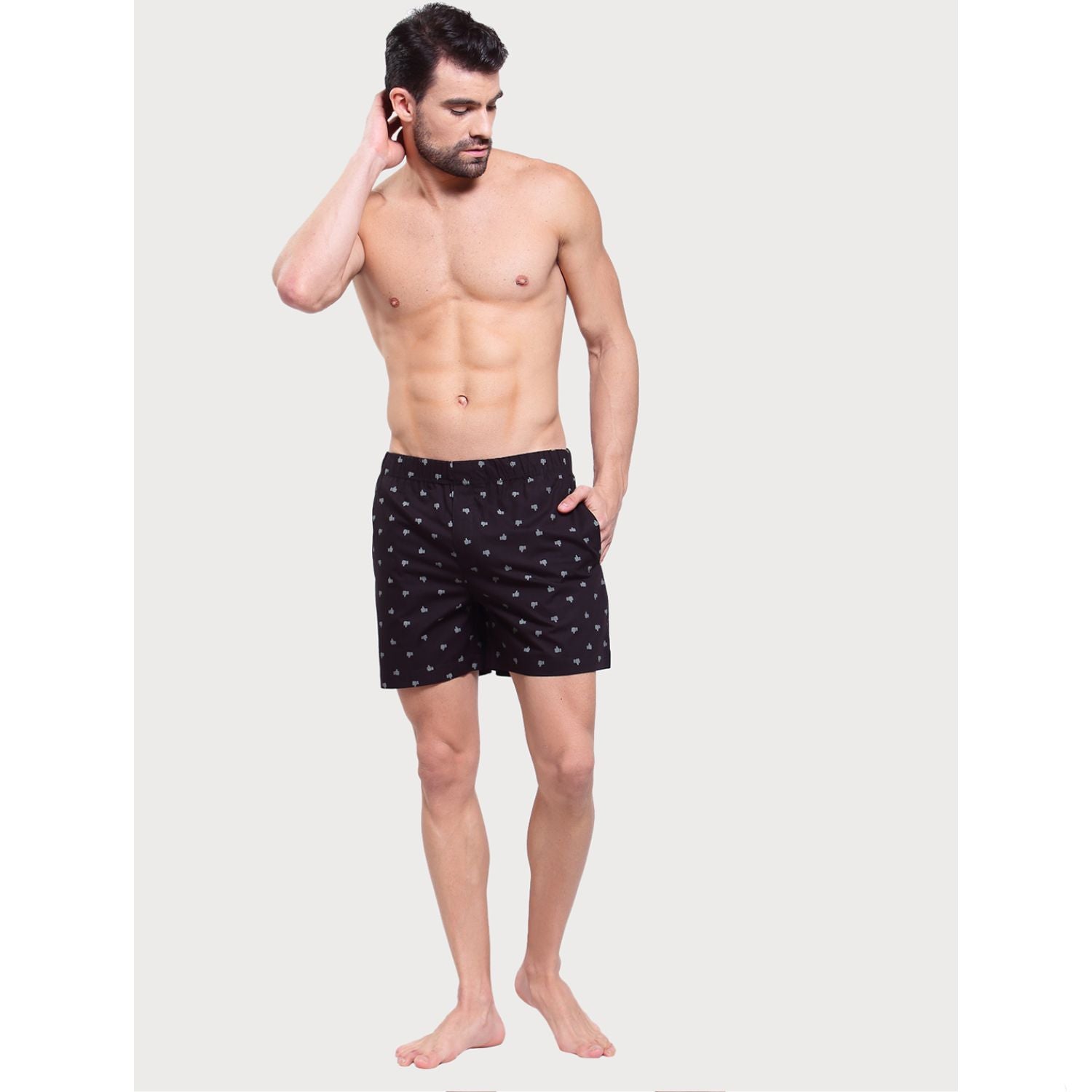 Zoiro Men's Cotton Printed Trends Boxer Black