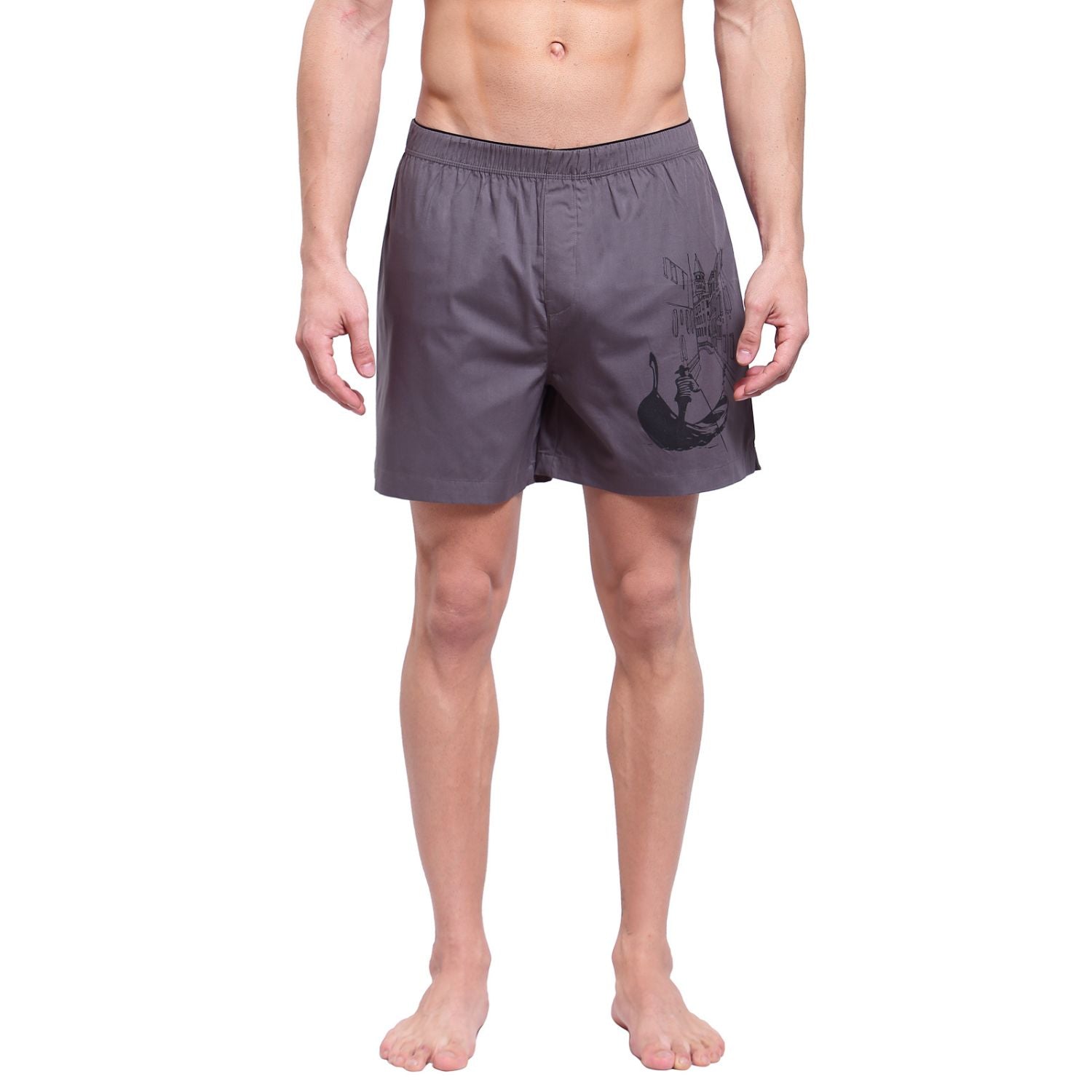 Zoiro Men's Cotton Trends Boxer Charcoal