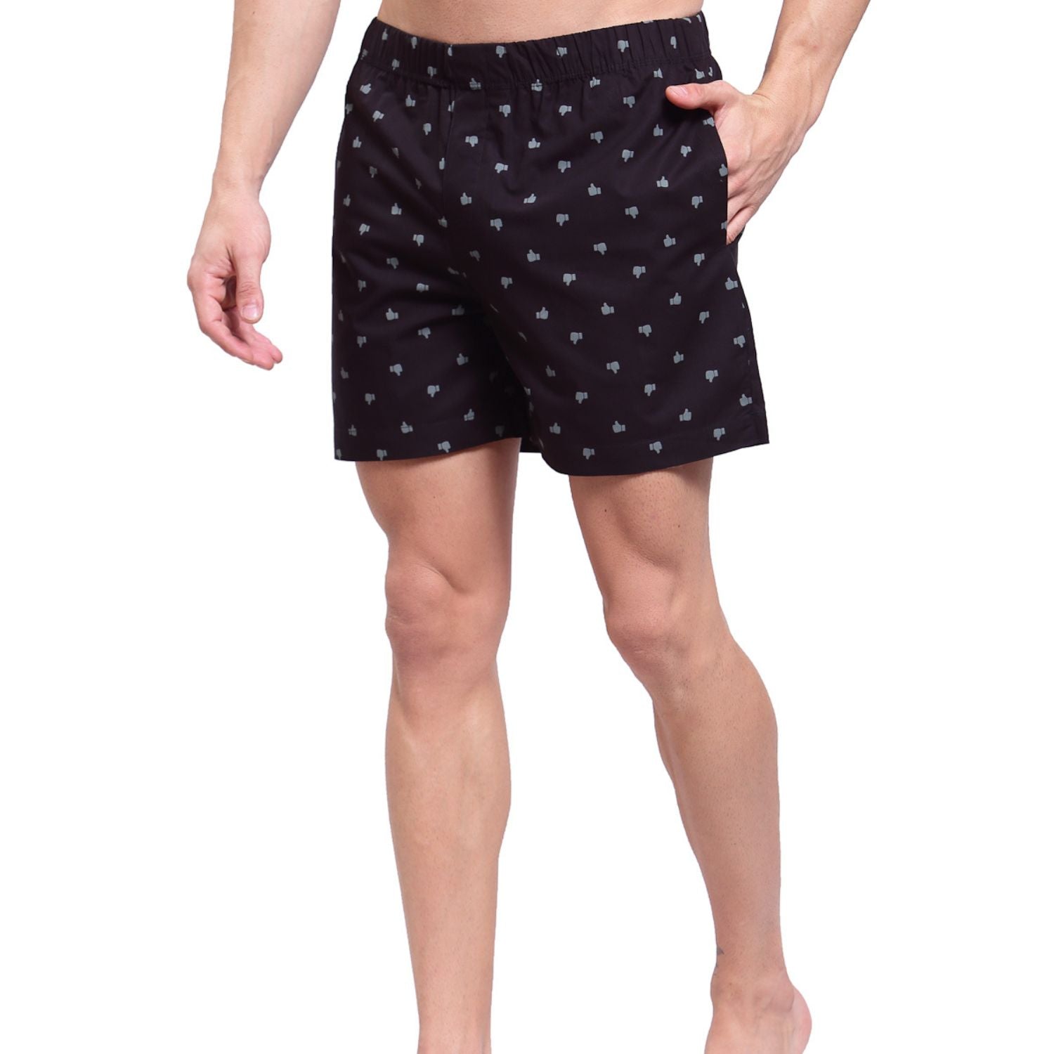 Zoiro Men's Cotton Printed Trends Boxer Black