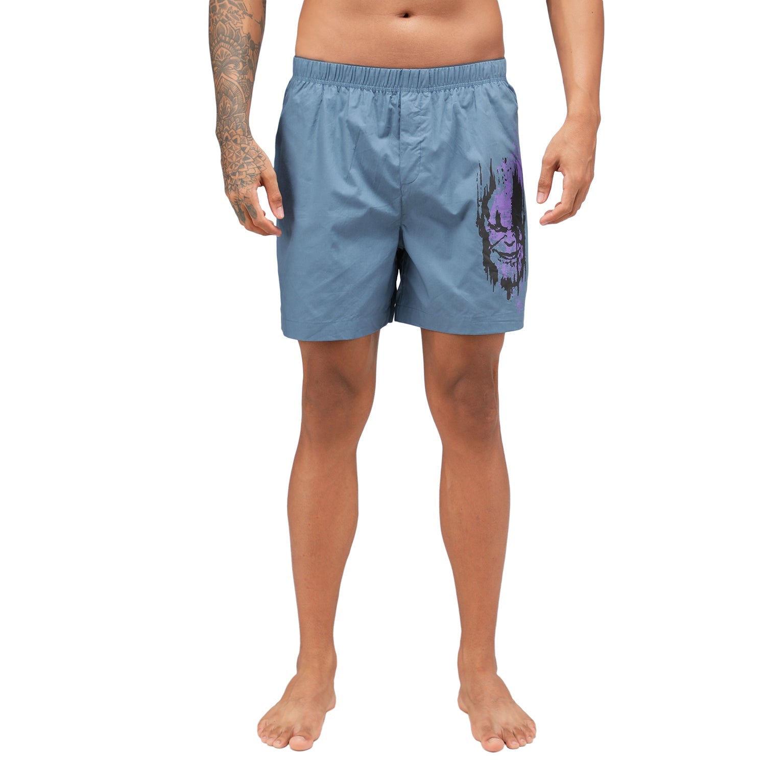 Zoiro Men's Thanos Print Boxer - Malibu Blue