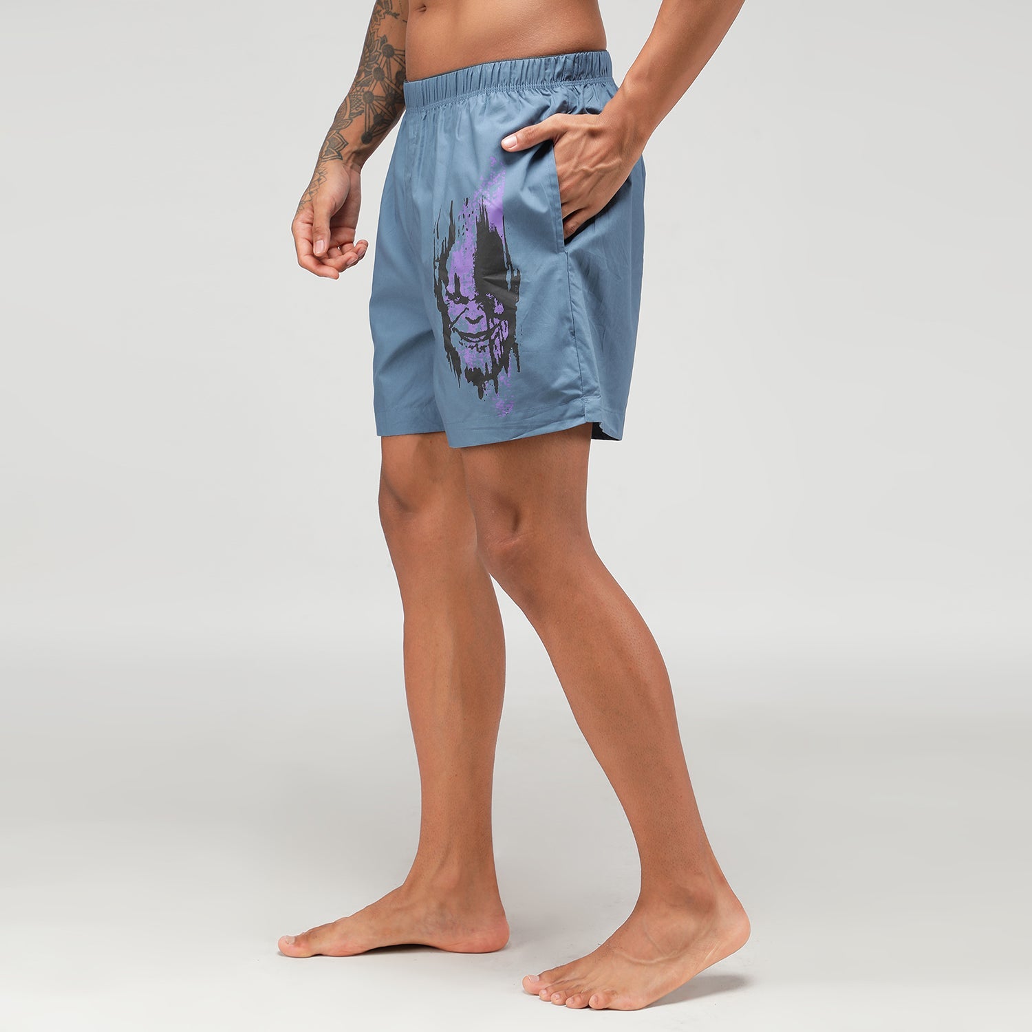 Zoiro Men's Thanos Print Boxer - Malibu Blue