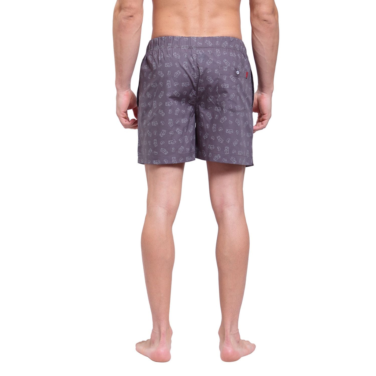 Zoiro Men's Cotton Printed Trends Boxer Charcoal