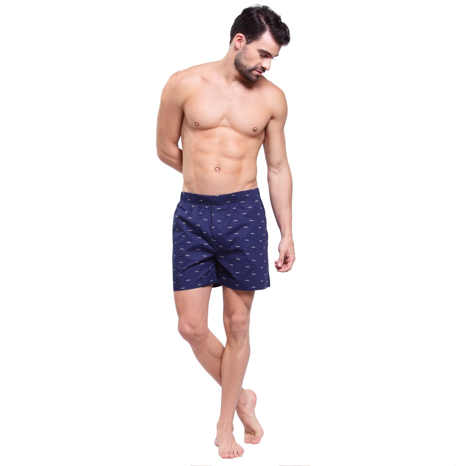 Zoiro Men's Cotton Printed Trends Boxer Navy