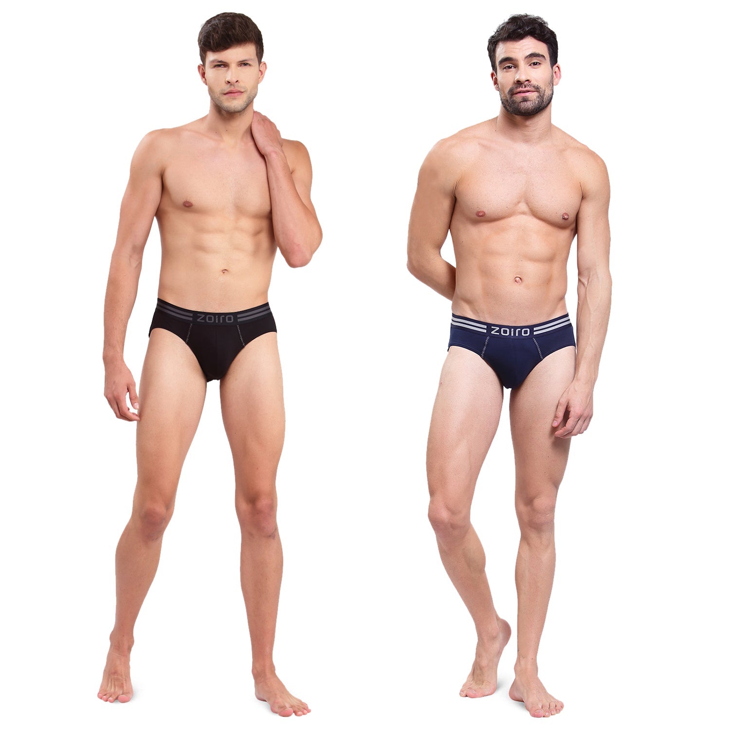 Zoiro Men's Soft Classics Brief (Pack of 2) - Dark Denim + Black