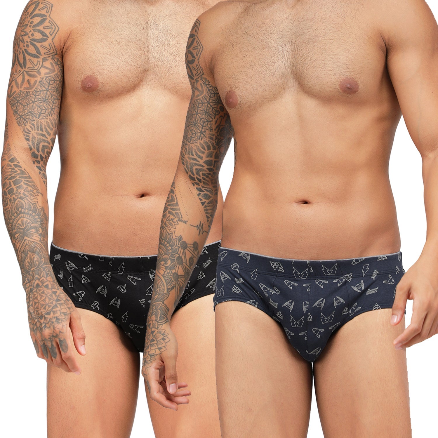 Men's Marvel Thor Printed Brief Pack of 2 - Black+Navy