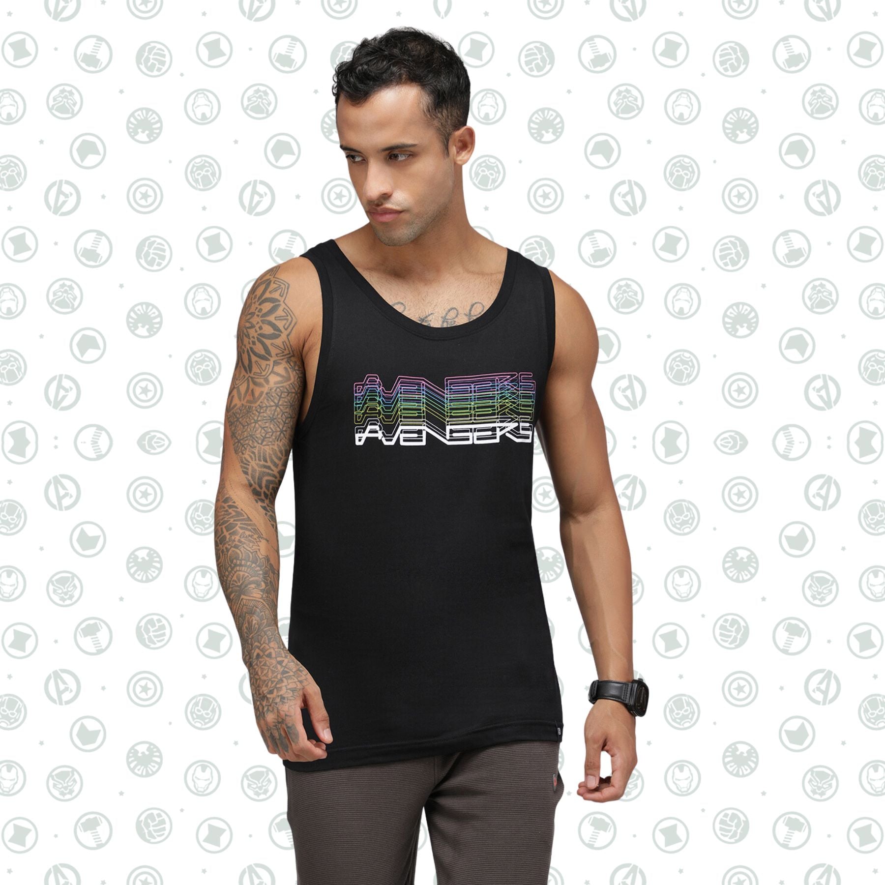 Zoiro Men's Marvel Singlet Vest - Avenger (Black)