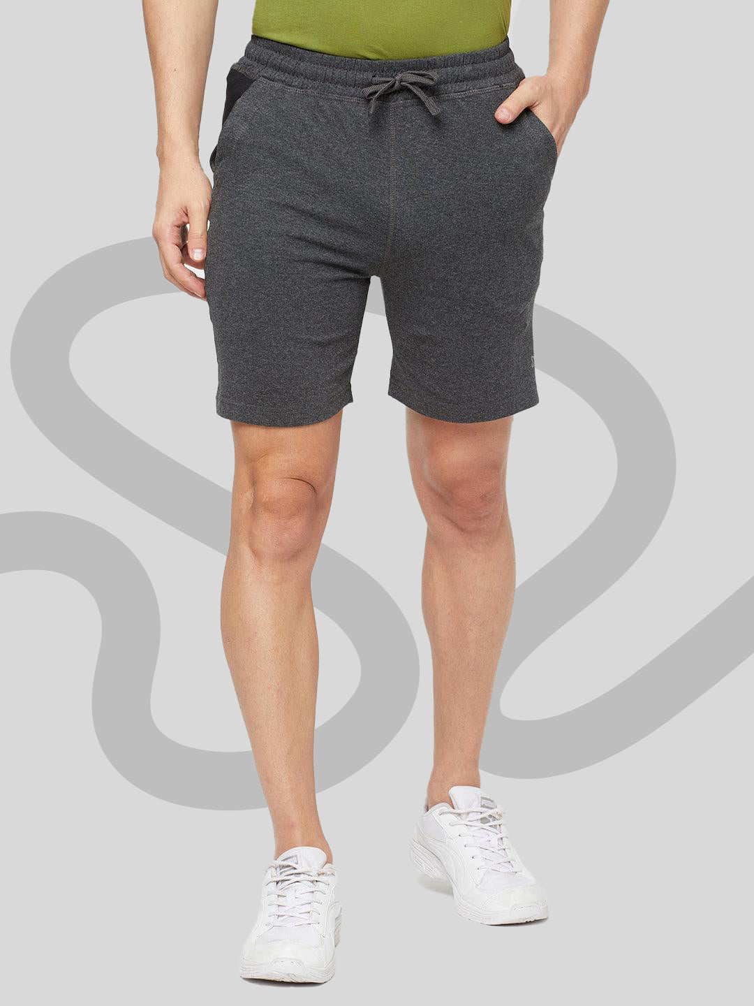 Sporto Men's Solid Lounge Shorts - Anthra Melange